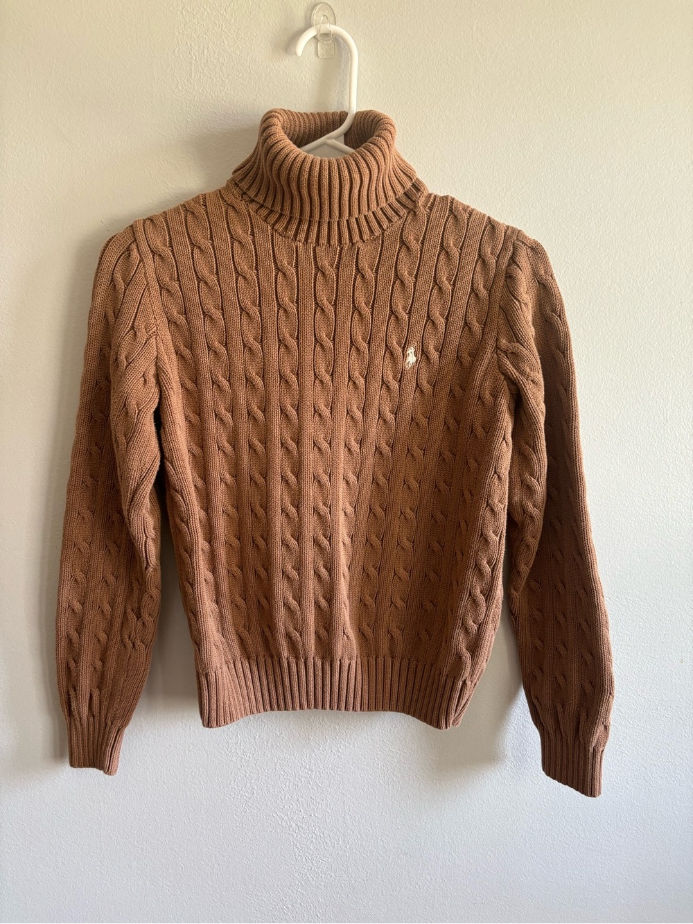 Ralph Lauren Women’s Cable Knit Turtleneck Sweater - Camel Brown